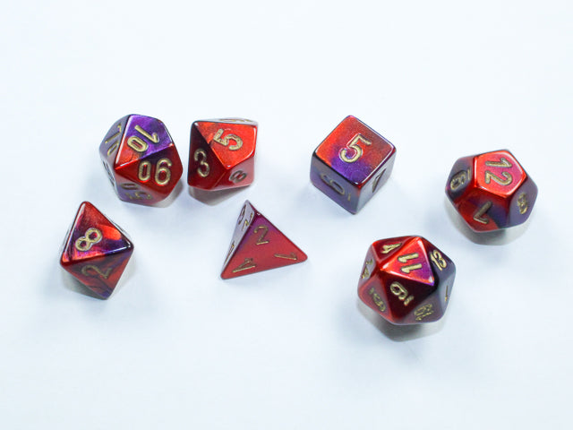 Gemini Purple-Red/gold Mini-Polyhedral 7-Dice Set