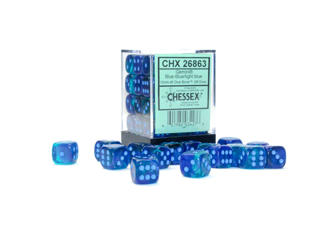Chessex Gemini d6 12 mm Blue Blue Light blue