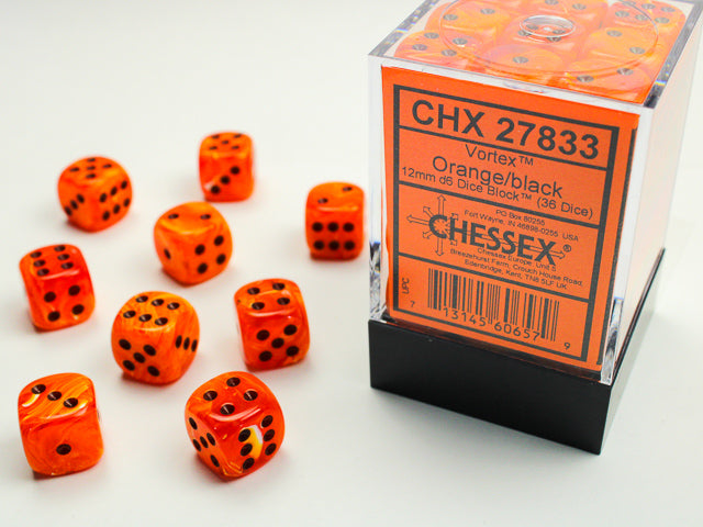Vortex® 12mm d6 Orange/Black Dice Block™ (36 dice)