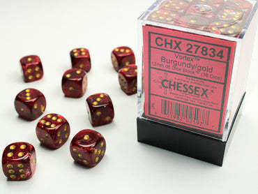 Vortex® 12mm d6 Burgundy/gold Dice Block™ (36 dice)