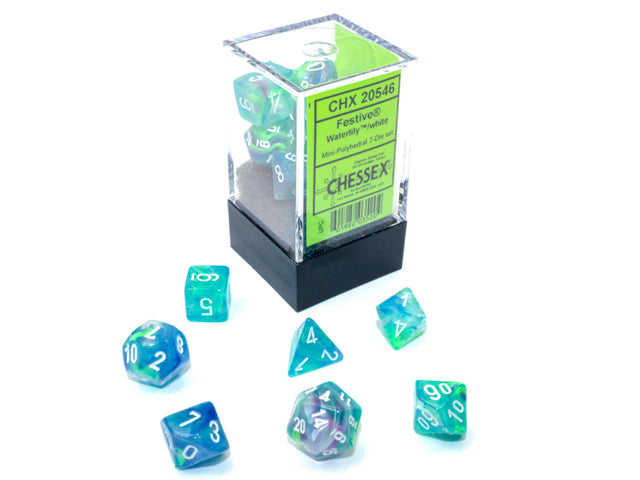 Festive® Mini-Polyhedral Waterlily™/white 7-Die set