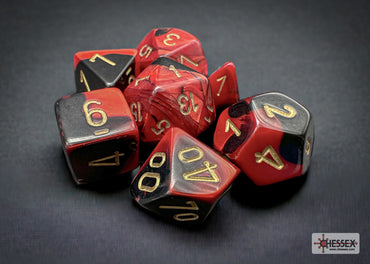 Gemini® Mini-Polyhedral Black-Red/Gold 7-Die Set