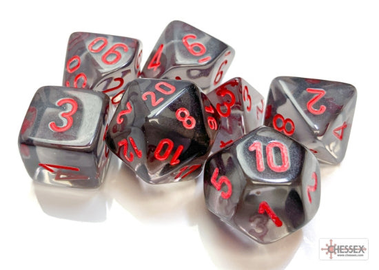 Translucent Polyhedral Smoke/red 7-Die Set