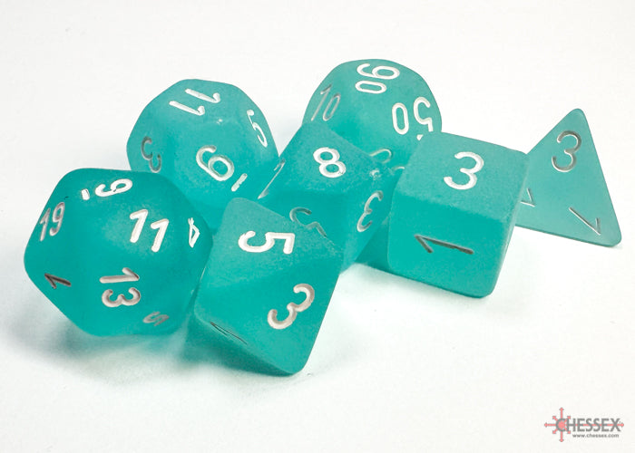 Frosted™ Polyhedral Teal/white 7-Die Set