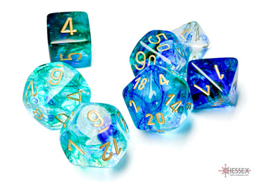 Nebula® Polyhedral Oceanic™/gold Luminary™ 7-Die Set