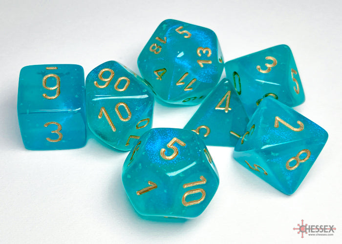Borealis® Polyhedral Teal/gold Luminary™ 7-Die Set