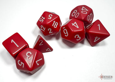 Opaque Polyhedral Red/white 7-Die Set