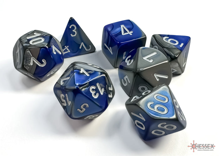 Gemini® Polyhedral Blue-Steel/white 7-Die Set