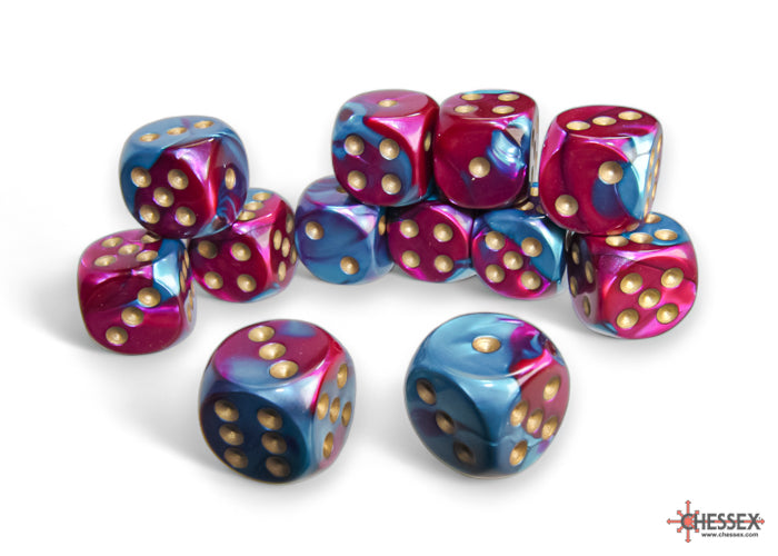 Gemini® 16mm d6 Purple-Teal/gold Dice Block™ (12 dice)