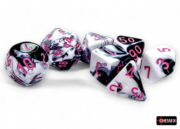 Gemini® Polyhedral Black-White/pink 7-Die Set