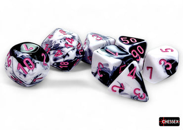 Gemini® Polyhedral Black-White/pink 7-Die Set