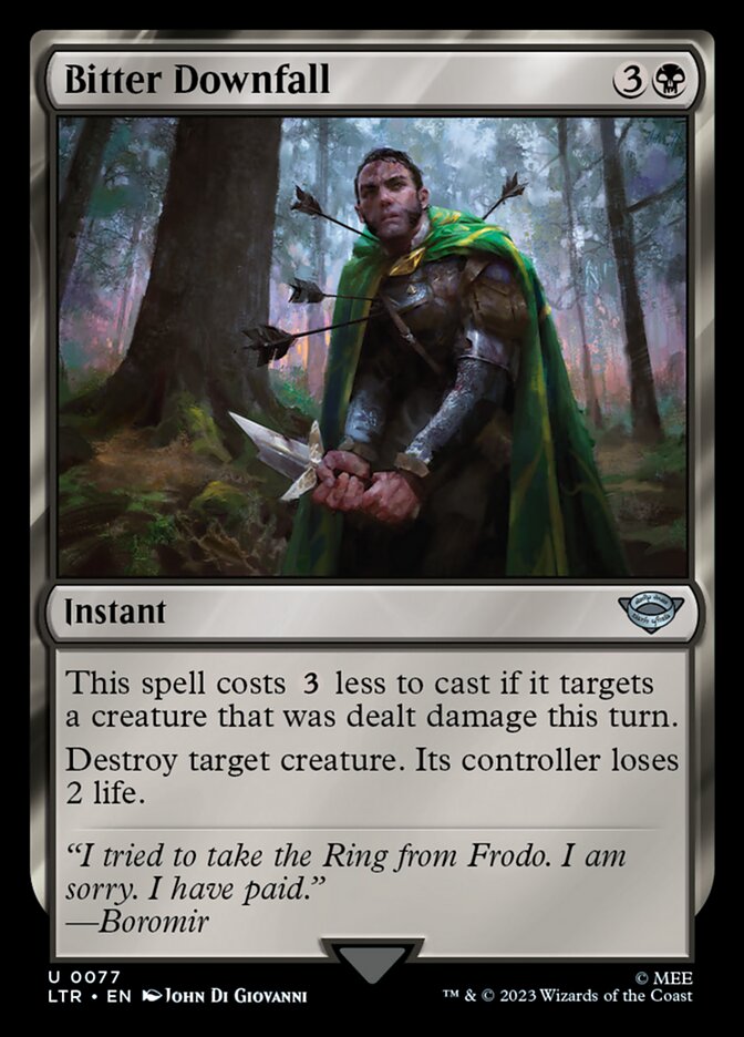 boromir mtg card Bitter Downfall [The Lord of the Rings: Tales of Middle-Earth] Magic: The Gathering Tarkir: The Gathering Size:6 INCHES Modern Horizons