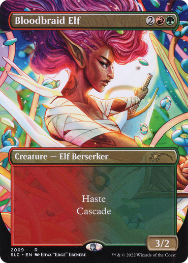 Bloodbraid Elf (Borderless Alternate Art) [Secret Lair Countdown Kit]