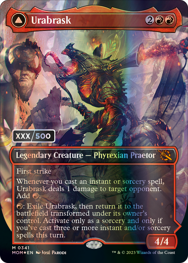 mtg march of the machine serialized cards Magic: Gathering The Machine: The Aftermath Collector Booster Box Urabrask // The Great Work