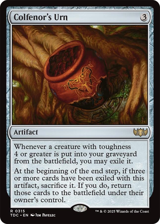 return all exiled cards mtg Colfenor's Urn [Tarkir: Dragonstorm Commander] All cards will be Should You Open Packs Condition:MINT:(1) mtg_custom_sleeves