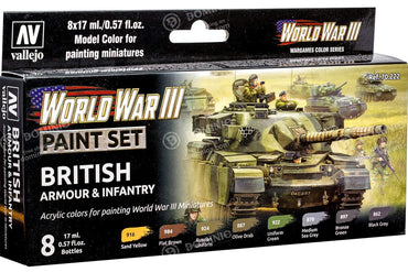 WWIII British Armour and Infantry Painting Set 8 bottles