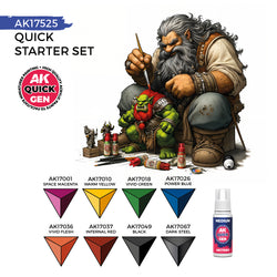 Quick Starter Set (8 Quick Gen Paints + 1 Medium + 1 Free Brush)