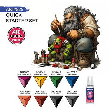 Quick Starter Set (8 Quick Gen Paints + 1 Medium + 1 Free Brush)