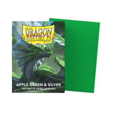 Dragon Shield Dual Matte Sleeves: Apple Green & Silver