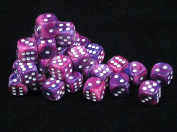 Festive® 12mm d6 Violet/white Dice Block™ (36 dice)