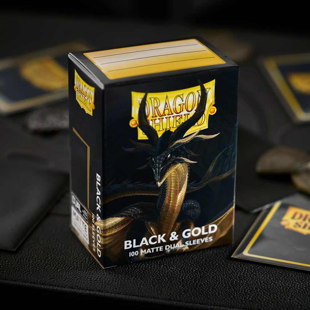 Dragon Shield Dual Matte 2 Tone Sleeves: Black and Gold
