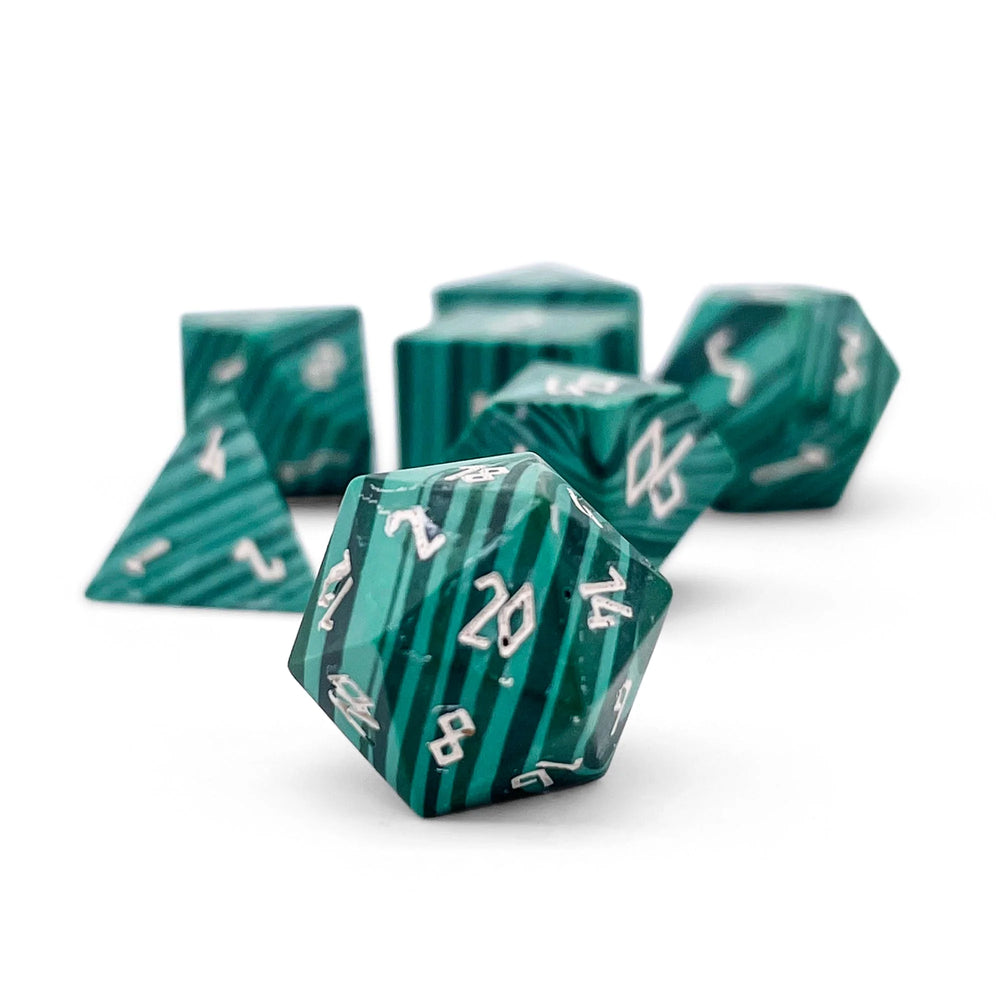 Norse Foundry - Malachite Pebble RPG Set Gemstone Dice