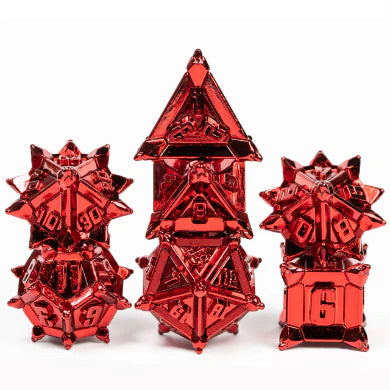 Warrior's Flail Red - Metal RPG Dice Set