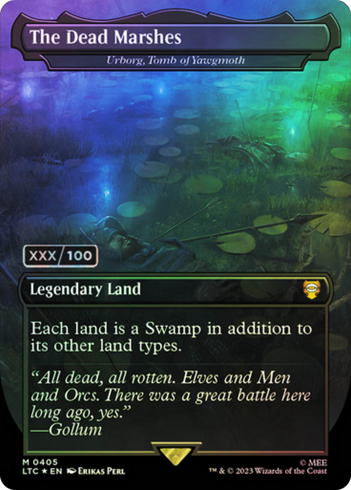 The Dead Marshes - Urborg, Tomb of Yawgmoth (Borderless) (Serialized) [The Lord of the Rings: Tales of Middle-Earth Commander]