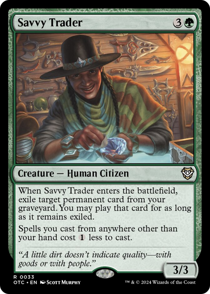 mtg cowboy cards Savvy Trader [Outlaws of Thunder Junction Commander]