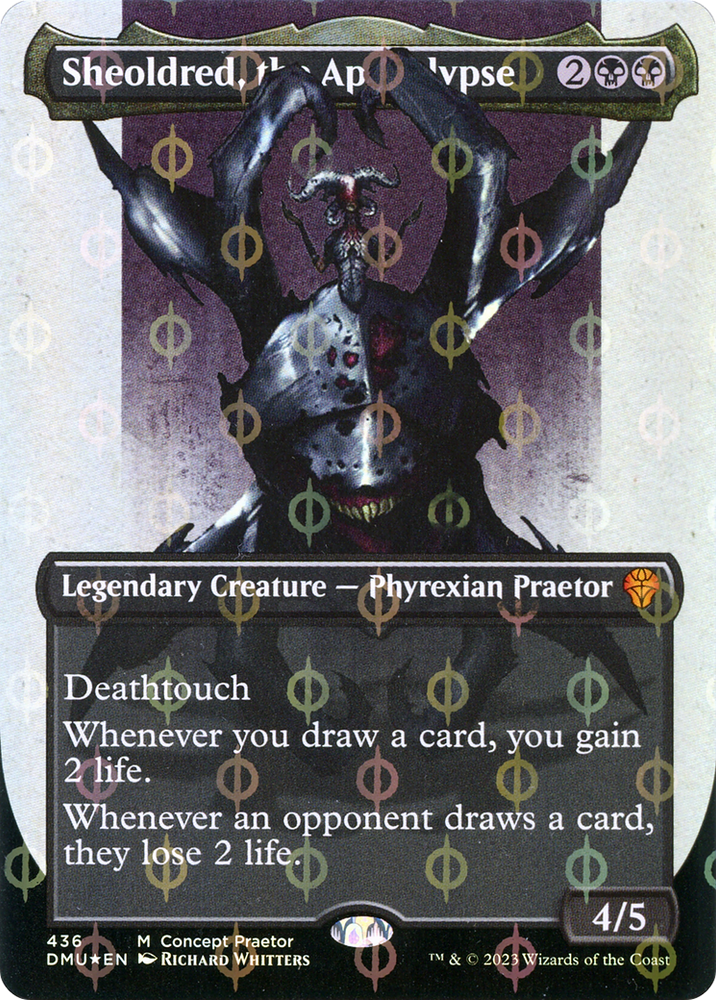 praetor mtg cards Sheoldred, the Apocalypse (Borderless Concept Praetors Step-and-Comple