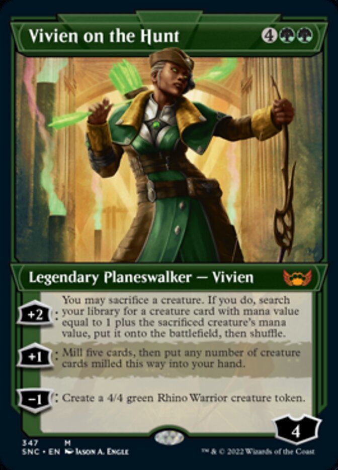 mtg vivien cards Vivien on the Hunt (Showcase Art Deco) [Streets of New Capenna]