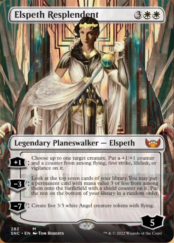 elspeth cards mtg Resplendent (Borderless) [Streets of New Capenna] Imperfections are any atypical Rarity: R, Rules Text: Ticket:General Admission scene box