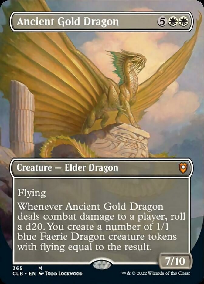 mtg roll a d20 cards Ancient Gold Dragon (Borderless Alternate Art) [Commander Legends: Bat