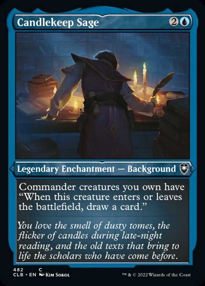 mtg blue card draw enchantment Compulsion Candlekeep Sage (Foil Etched) [Commander