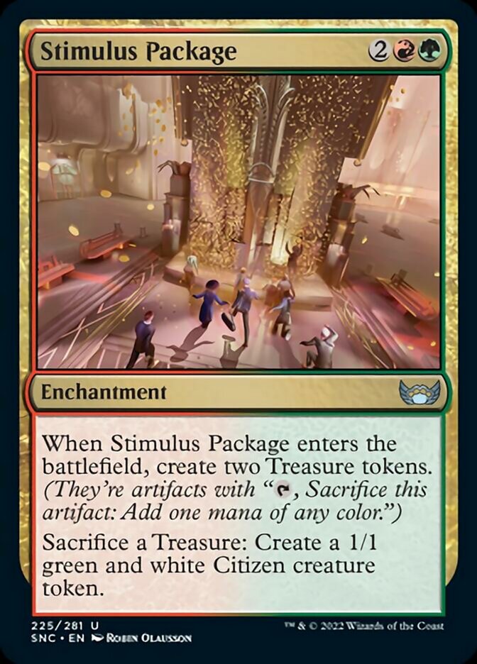 mtg white treasure cards Stimulus Package [Streets of New Capenna]