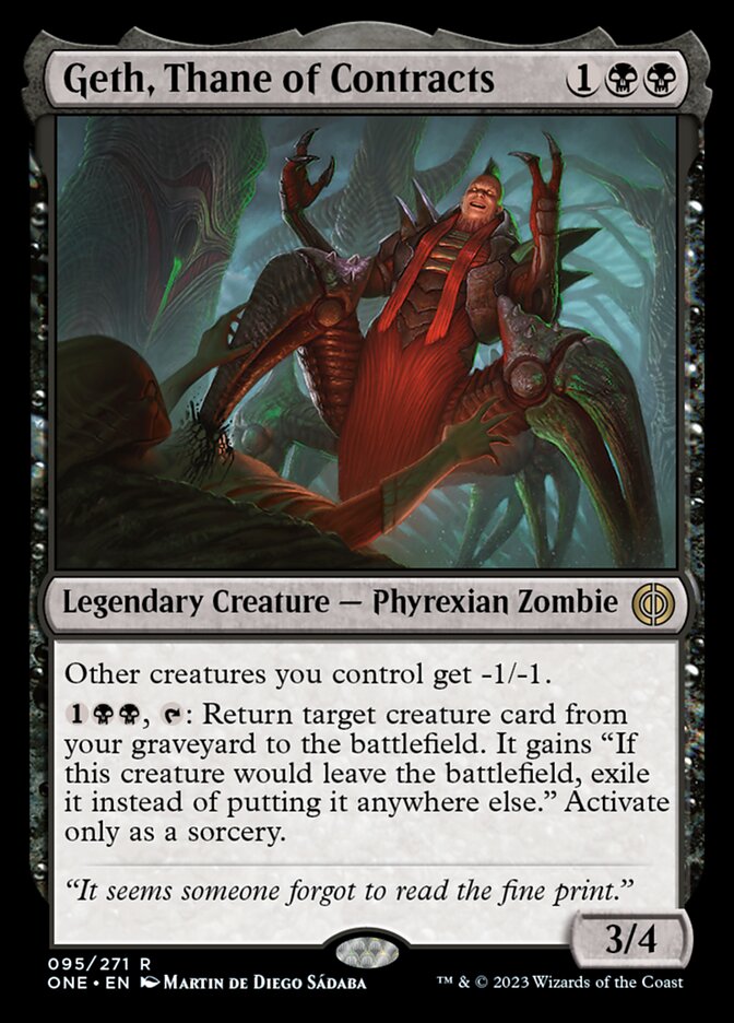 mtg phyrexia all will be one cards Geth, Thane of Contracts [Phyrexia: All Will Be One]