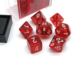 Translucent Polyhedral Red/white 7-Die Set